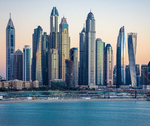 Waterfront skyline in Dubai